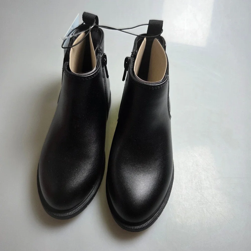 Cat‎ & Jack Tanner Kids Black Chelsea Ankle Boots Side Zip Faux Leather Size 9